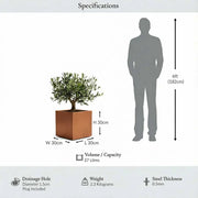 30cm Zinc Galvanised Copper Square Planter